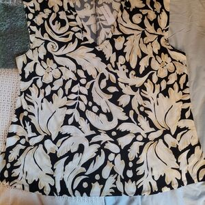Lane Bryant Black and Cream Floral Blouse